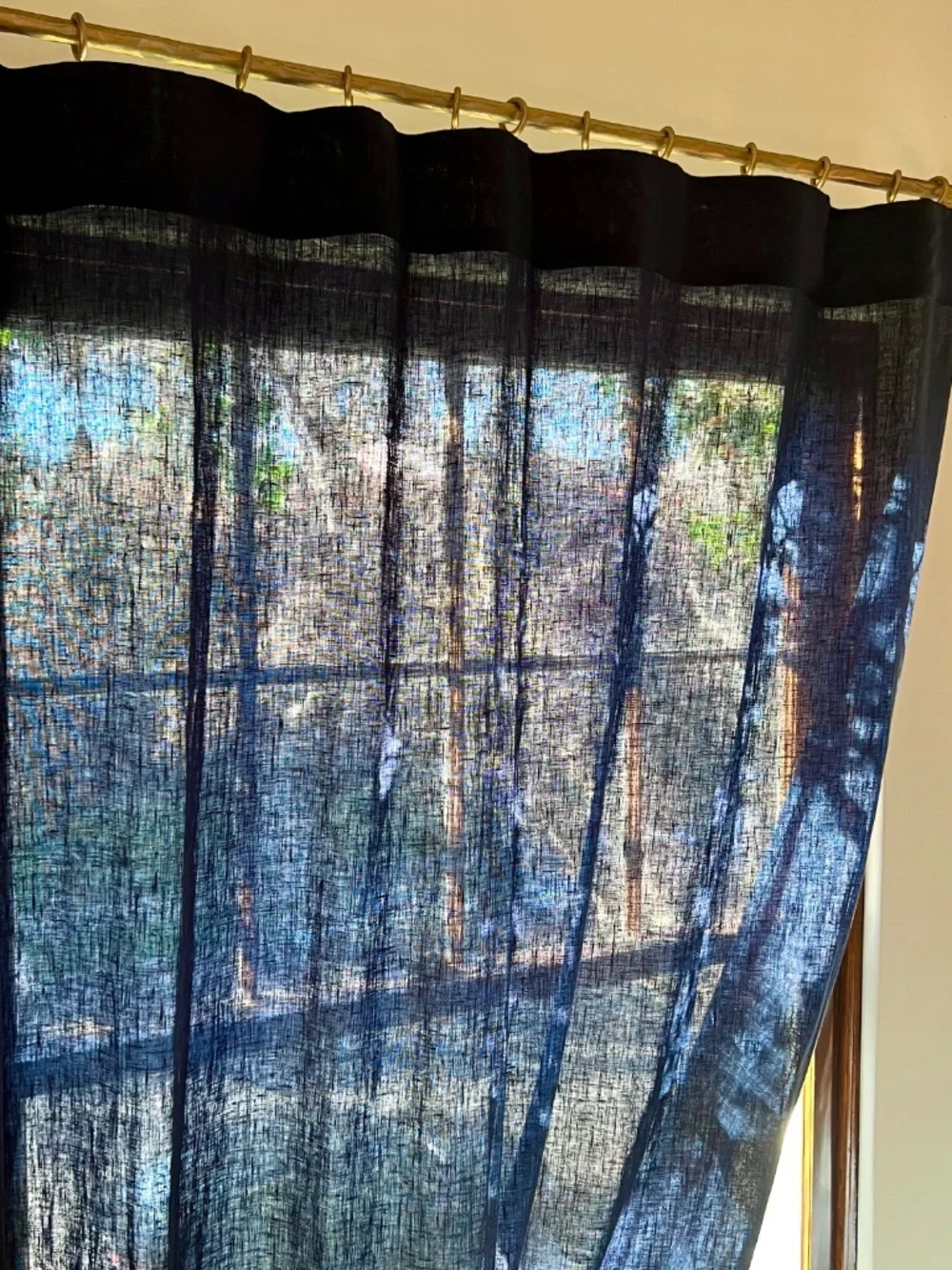 100% Linen Curtains - Long, Blue